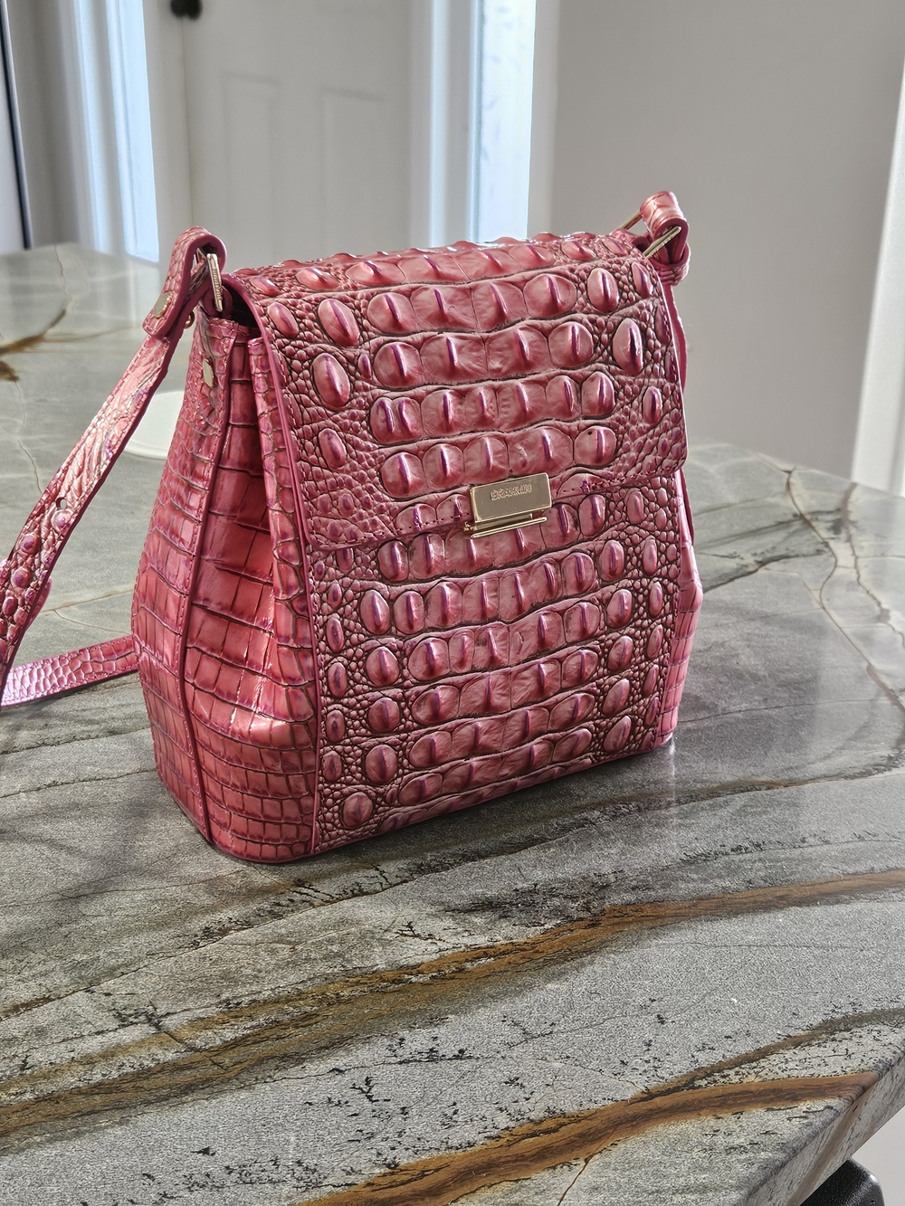 Brahmin Margo Coral Snapdragon Melbourne Leather Crossbody NWOT - Picture 3 of 12